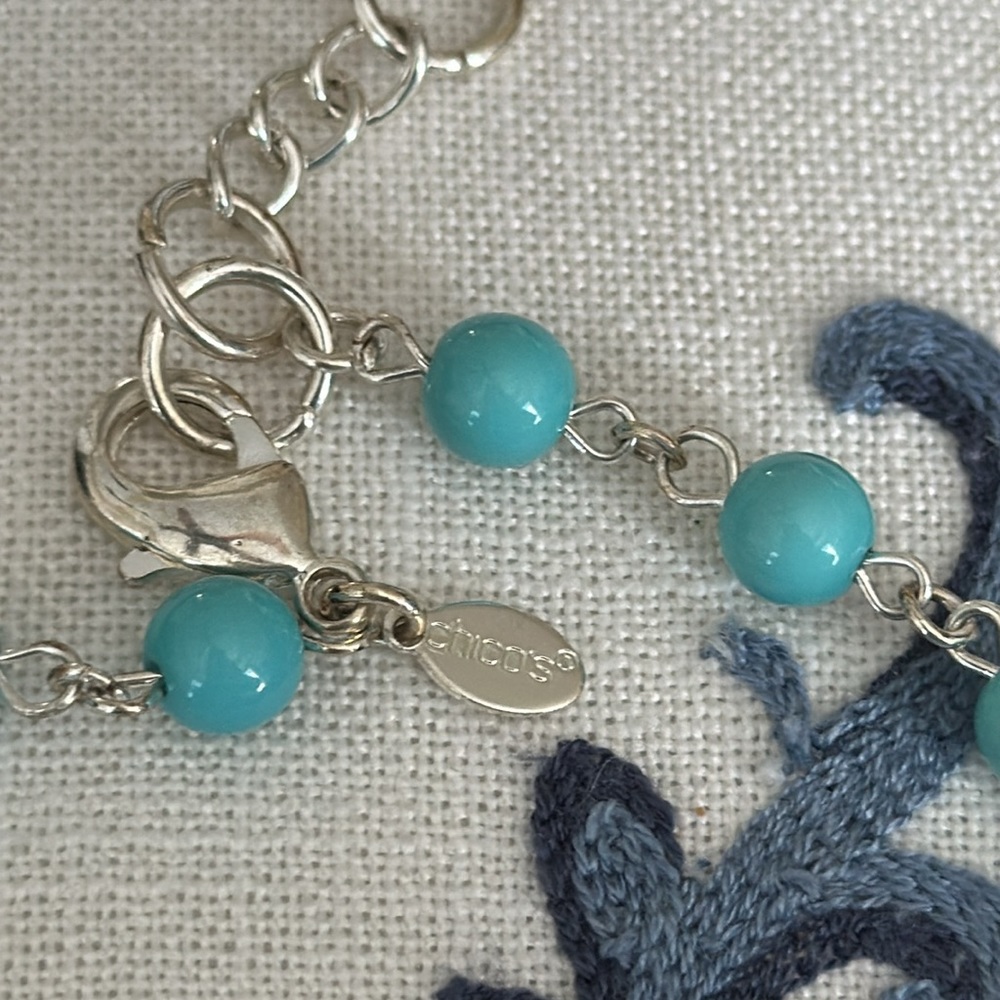 Chicos turquoise colored statement necklace adjustable very beautiful piece - Picture 12 of 16